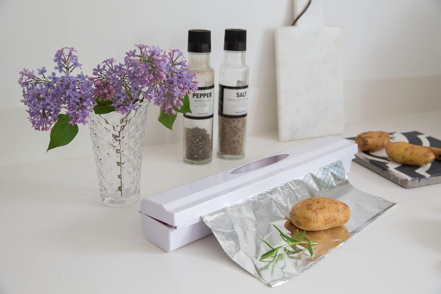 Wenko 86674100 "Perfect Cutter Foil Dispenser, White, 38 X 5.2 X 6.7 Cm - Grey - Anthracite/Silver image number 4