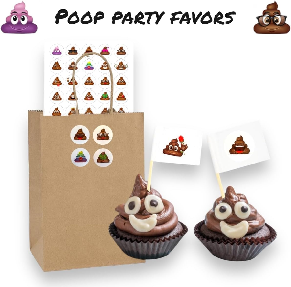 Poop Stickers - 420 Cute Stickers for Poop Party Decorations, Potty Traininga and Poop Party Supplies (420) image number 3