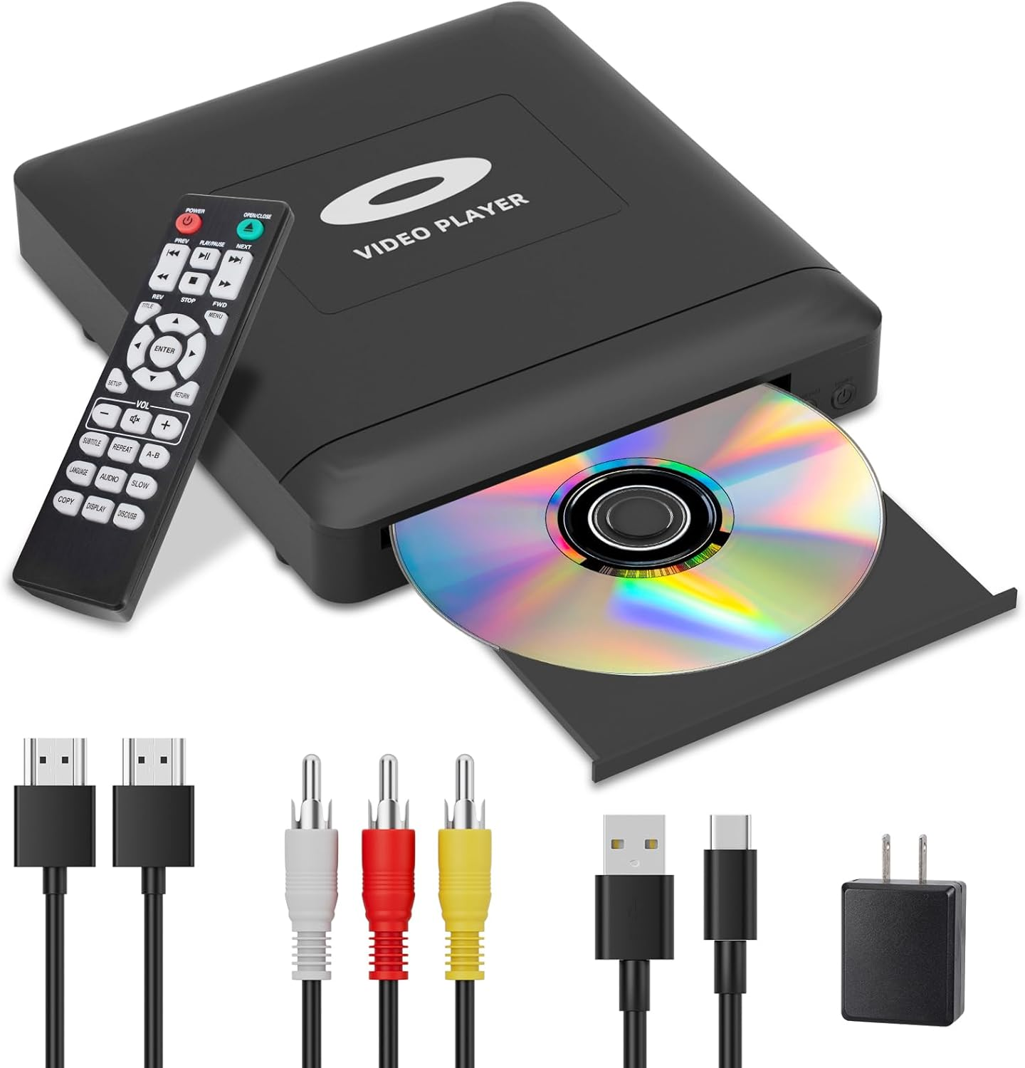 Mini HD DVD Player with Hdmi, HD DVD Player for TV, Multi Region DVD Player for Smart TV, HDMI/RCA Output Cable Included, 1080P, Breakpoint Memory,Not Blu-Ray, Built-In PAL/NTSC, CD Players for Home image number 4