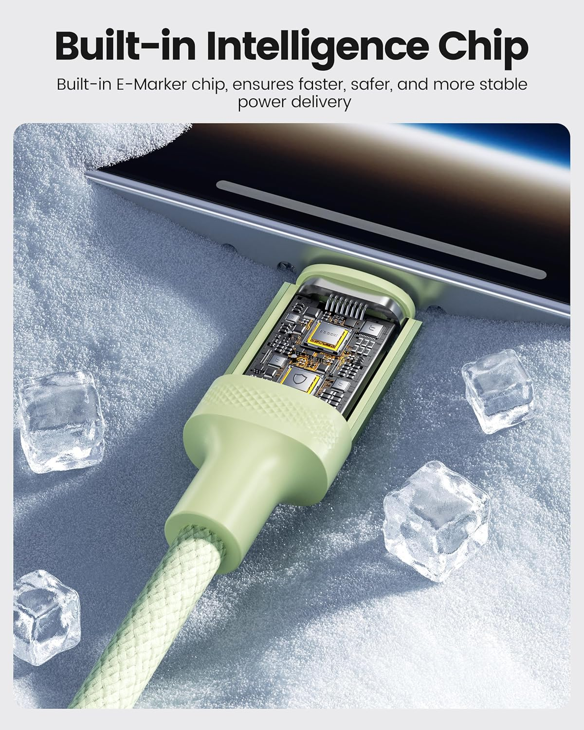 Toocki USB C Cable 2M PD 240W Green and Pink Gradient, 480Mbps Transmission, Braid Fast Charging Cord Compatible with Iphone 17/Galaxy S25/Laptops image number 4