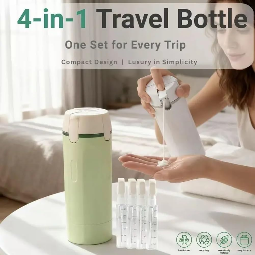 4 in 1 Travel Dispenser Bottle, 30ML with Suction Cup, Proof Refillable Toiletry Container with Scale and Label, Clean Compact Convenient, Shampoo Conditioner Storage for Flight Gym Weekends (MIX) image number 6