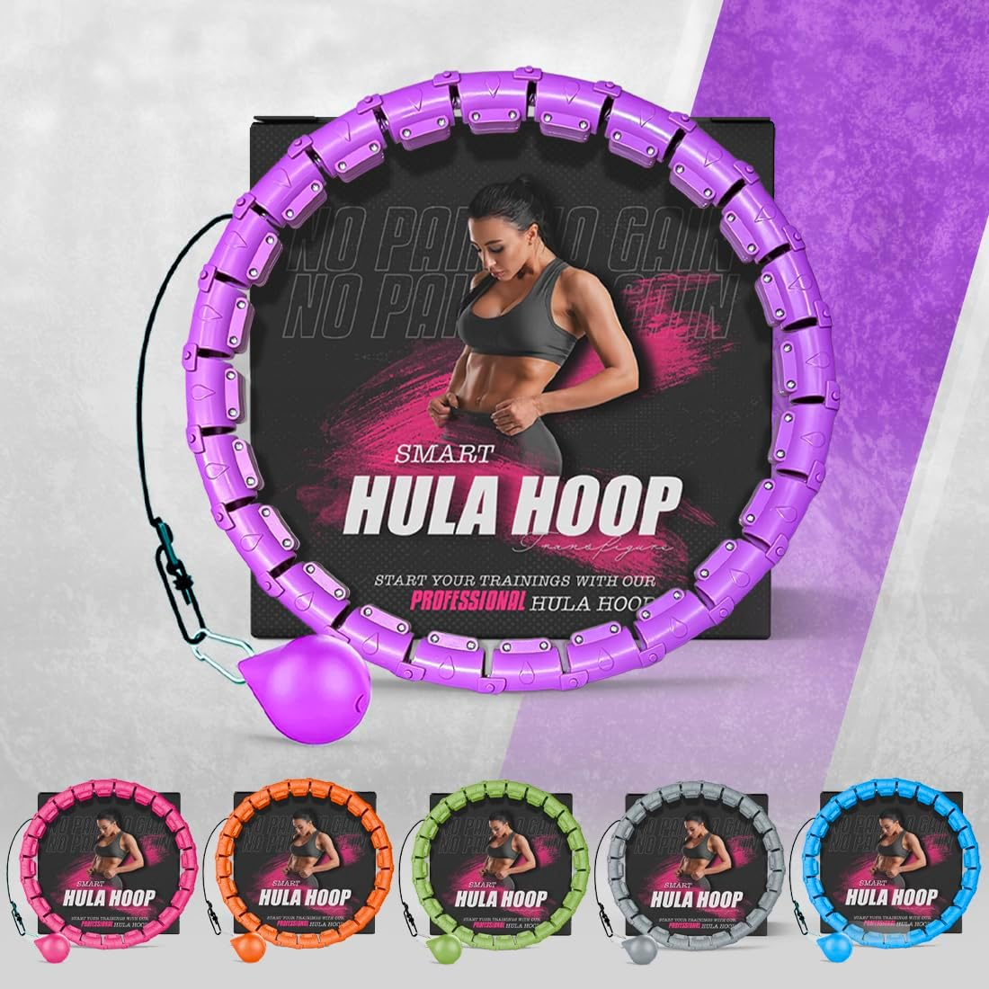 Weighted Hula Hoop Infinity Smart Hoops with Counter 22"-44" Inch Hula Hoops 2 in 1 Abdomen Fitness Message Exercise Equipment Non-Fall Exercise Adjustable Hoops image number 5