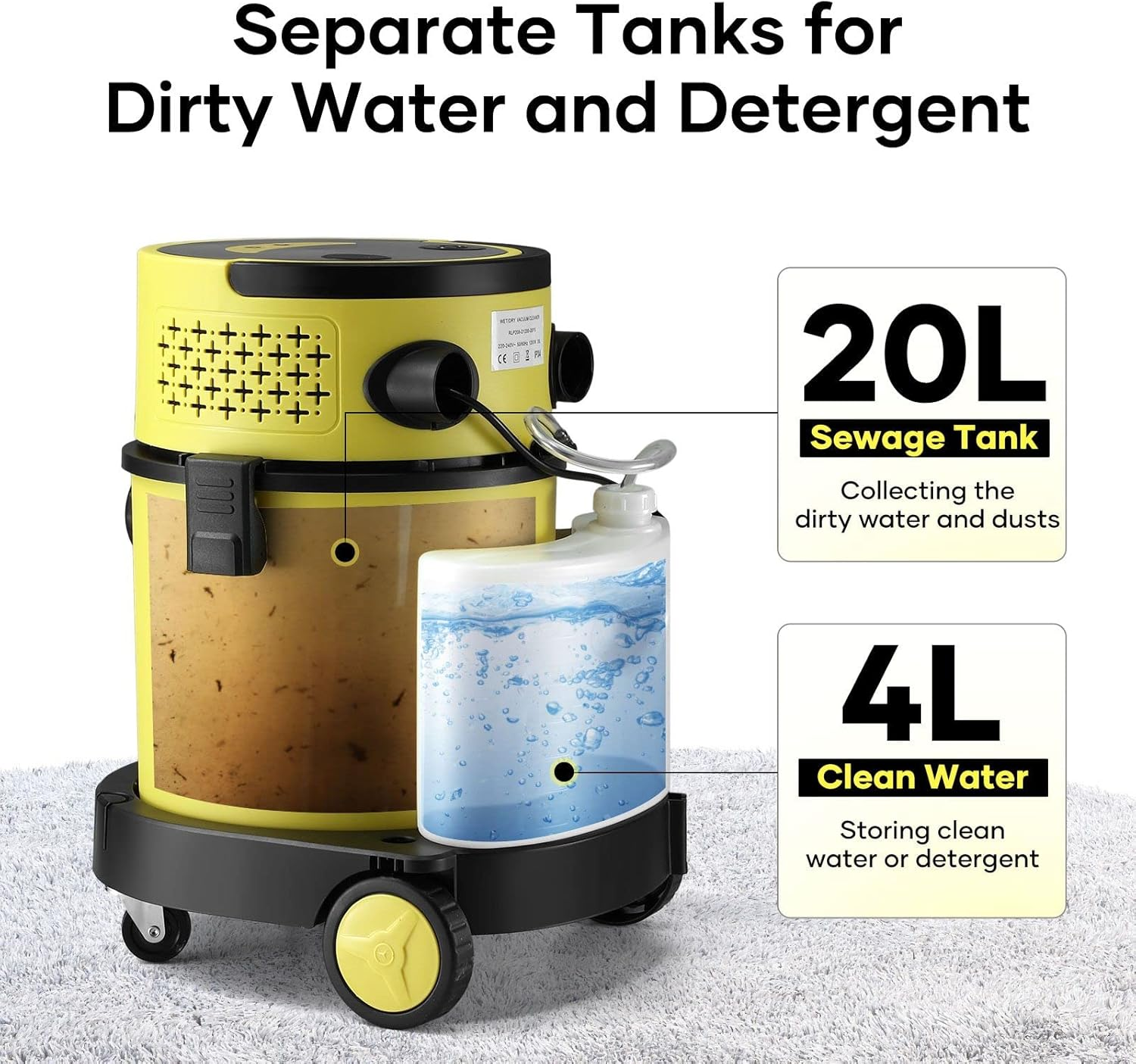 MAXKON 5 in 1 Vacuum Carpet Cleaner Portable Smart Cleaning Machine Mop with Wheels for Wet Dry Floor Sofa Upholster - Type 1 image number 2