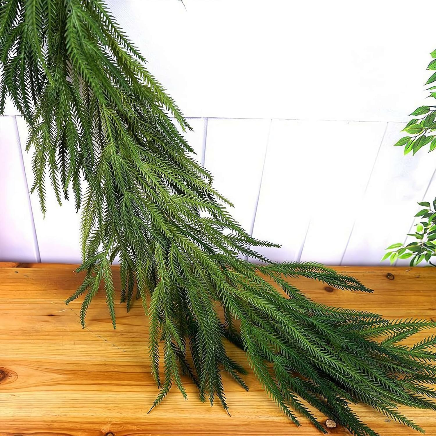 Christmas Garland Norfolk Pine, Real Touch Christmas Garland, Realistic Artificial Cedar Afloral Garland Garland for Wedding Christmas Table Decor (Green Style-D 180Cm/6Ft) image number 1