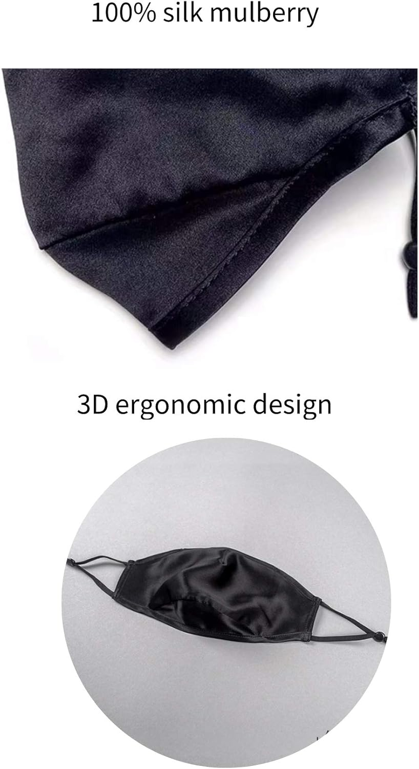 Jeelow 2 Packs 100% Silk Face Mask Cloth Covering Reusable Washable with Nose Wire Filter Pocket Includes Filters - 4 Packs image number 2