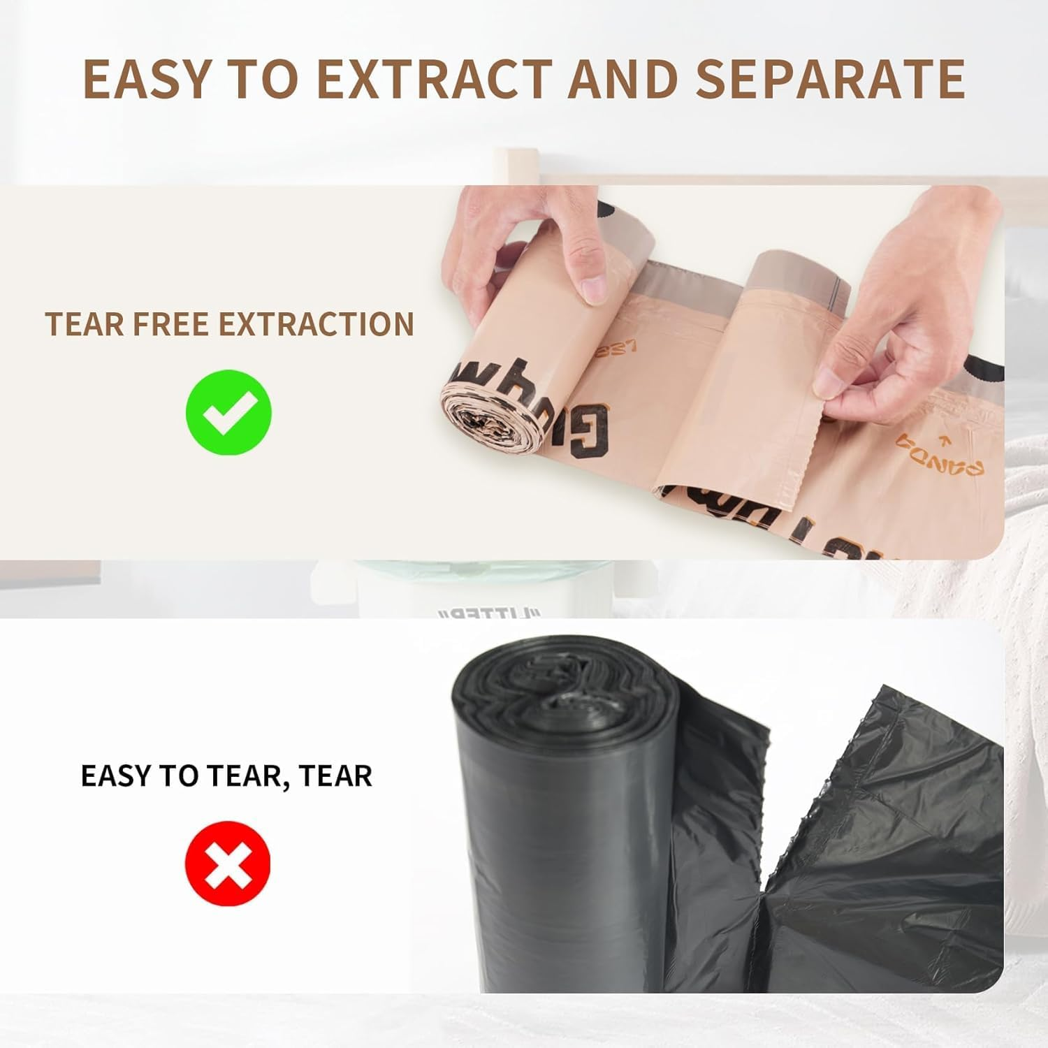 30-Pack 4 Gallon (15L) Panda Print Bin Liners | Colourful Drawstring Garbage Bags | Tear-Resistant & Leak-Proof | Small Trash Bags for Bathroom, Office & Bedroom (45X50Cm)