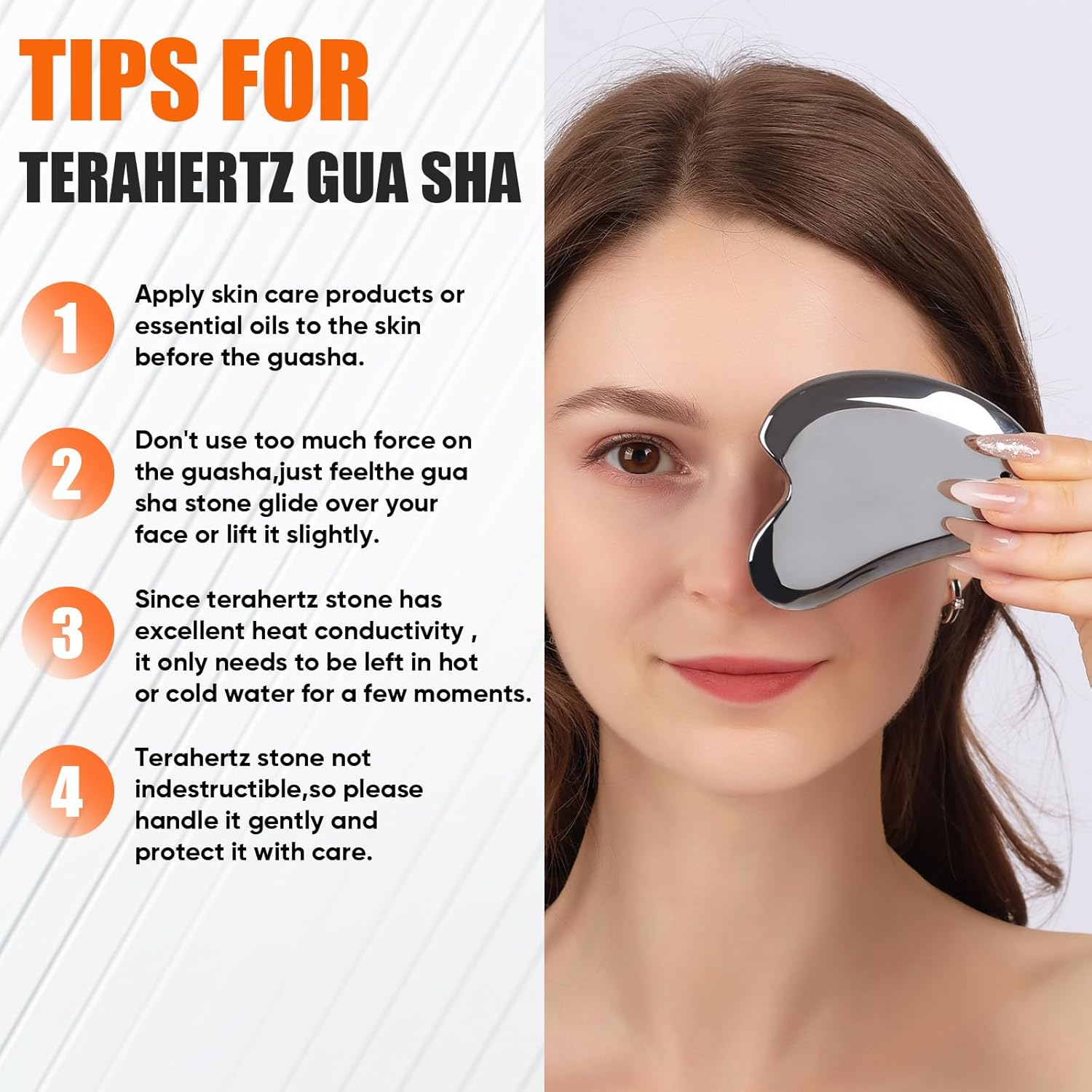Terahertz Gua Sha Stone for Enhanced Lymphatic Drainage, Reduced Puffiness, Relieved Facial Tension &ndash; 100% Natural Terahertz Stone Gua Sha Facial Tools image number 2