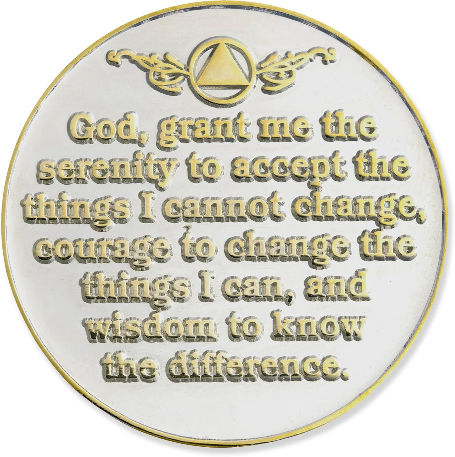 7 Year XL 40Mm Nickel & Gold Plated AA Coin - Sobriety Mint Twisted Tree of Life Recovery Medallion/Chip - Silver/Gold