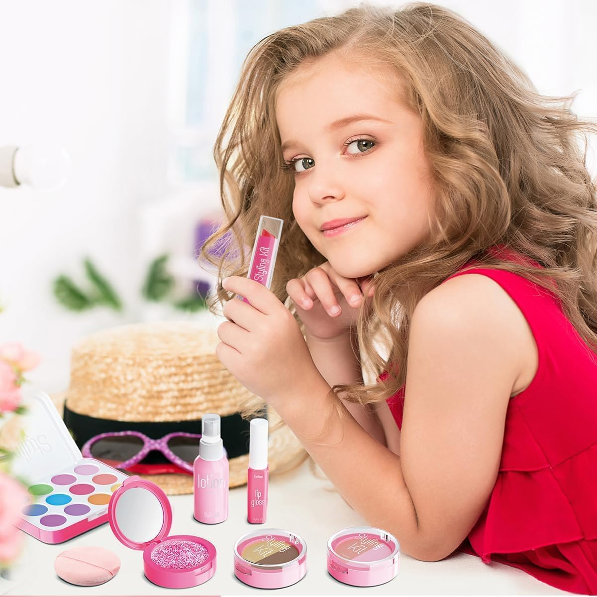Fake Makeup Kits for Girls Toys 3 4 5 Years Old, Pretend Makeup Toys for Girls Birthday Gifts , Ages over 3 Years (Pink) image number 6