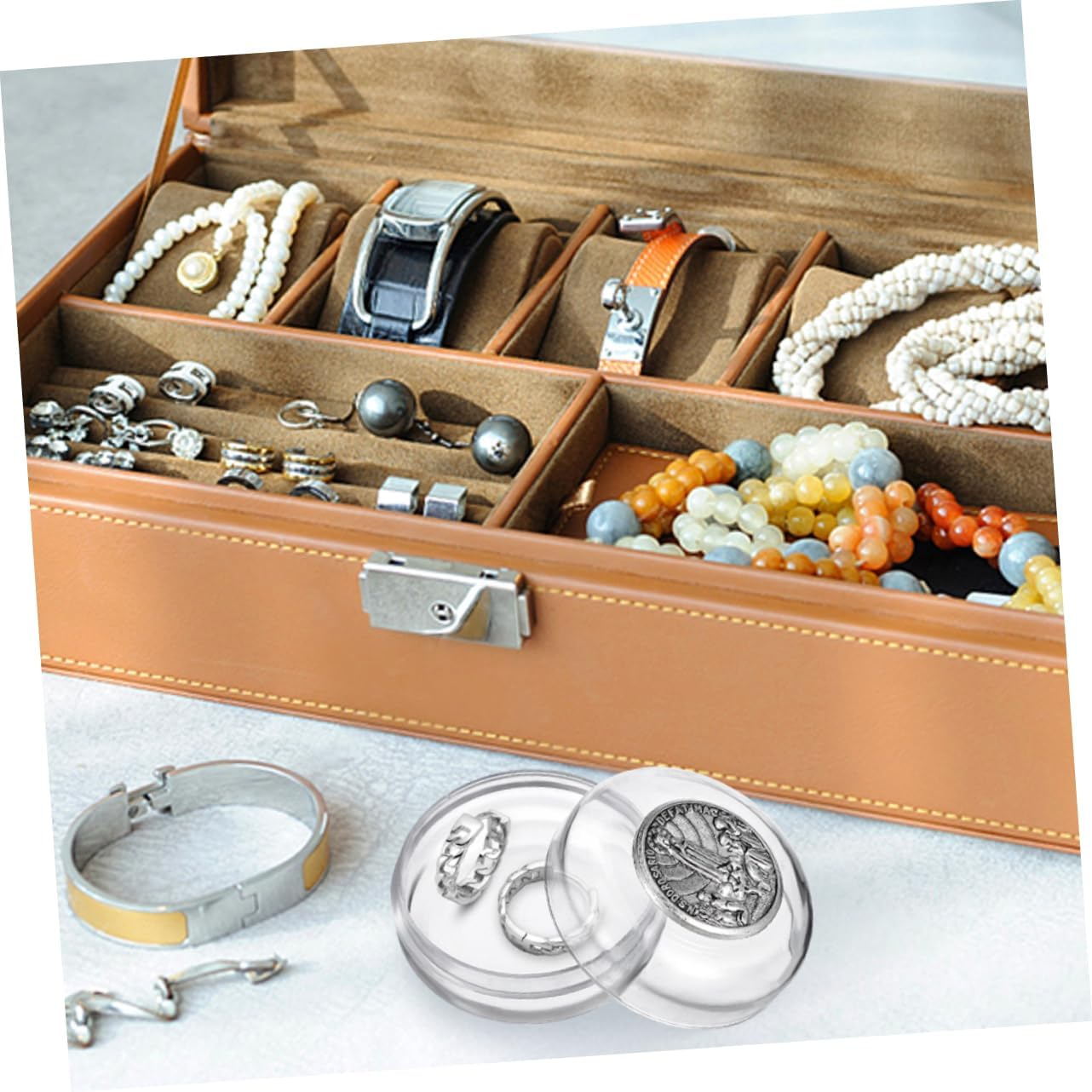 GARVALON 2Pcs Elegant Metal Jewelry Box Catholic Rosary Box Religious Rosary Christian Keepsake Case Plastic Shower Supplies image number 6