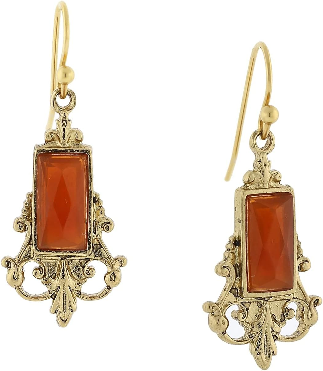 1928 Jewelry Gold-Tone Carnelian Drop Earrings