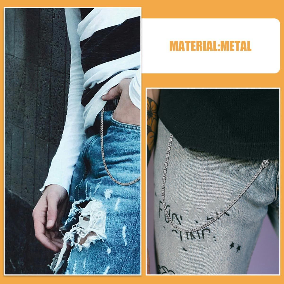 TOGEVAL Wallet Chain for Men Heavy-Duty Secure Keys Holder Functional Jeans Pocket Watch Chains Decorative Lobster Clasp image number 5