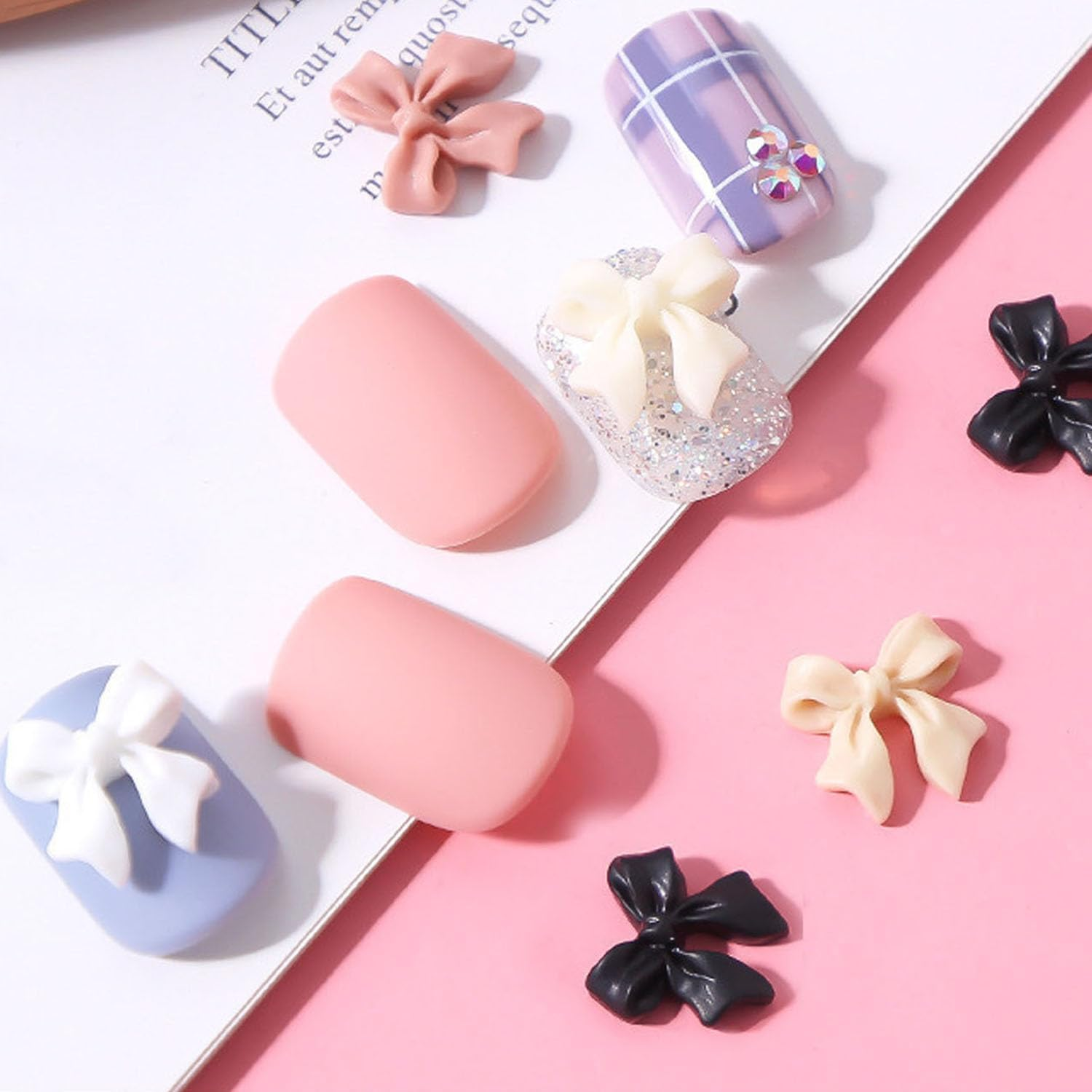 Mtxorvix 3D Bow-Knot Colorful Nail Charms Set - Women'S DIY Nail Art Rhinestones