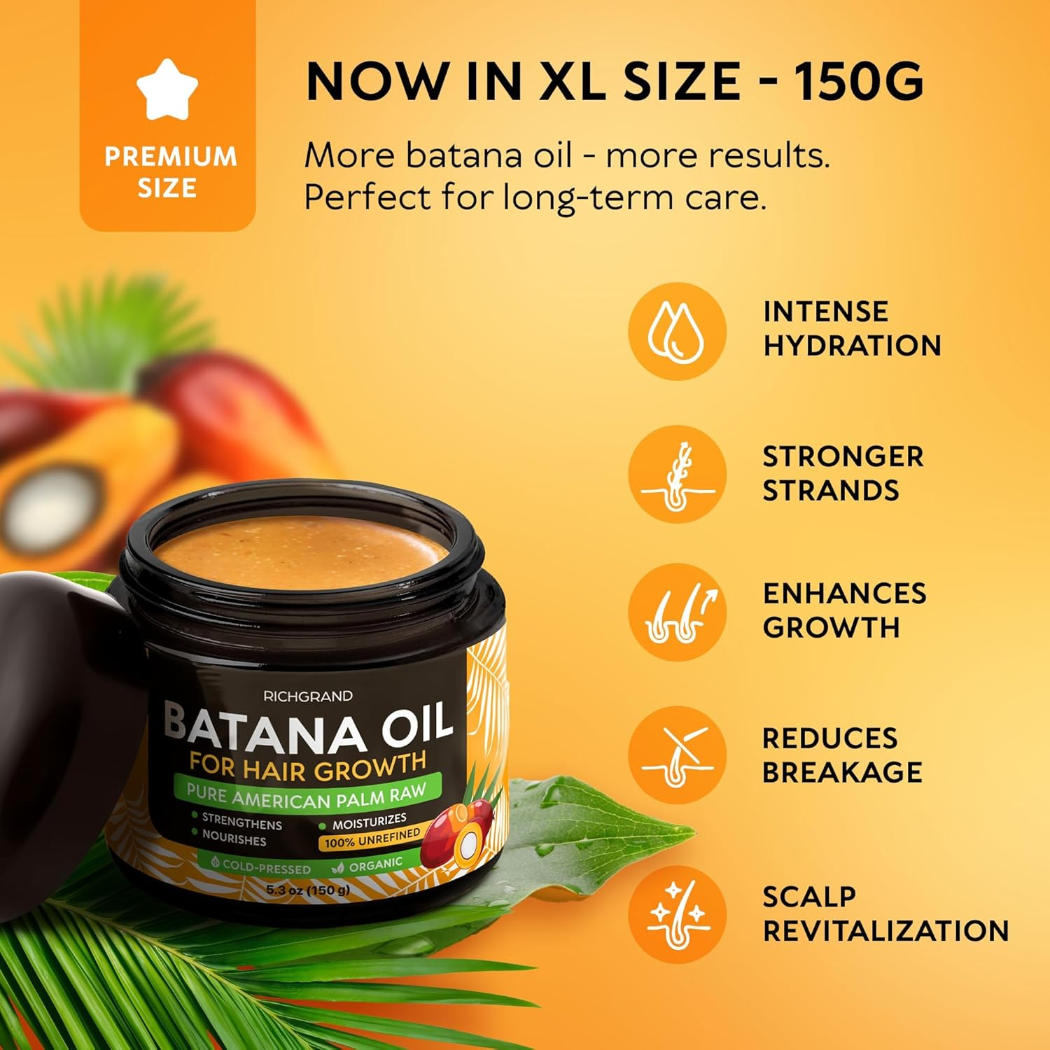 Batana Oil for Hair Growth - 100% Raw & Organic Dr Sebi Batana Oil - Cold-Pressed & Pure Unrefined Batana Hair Mask for Women & Men - Enhances Hair Thickness, Prevents Loss image number 4