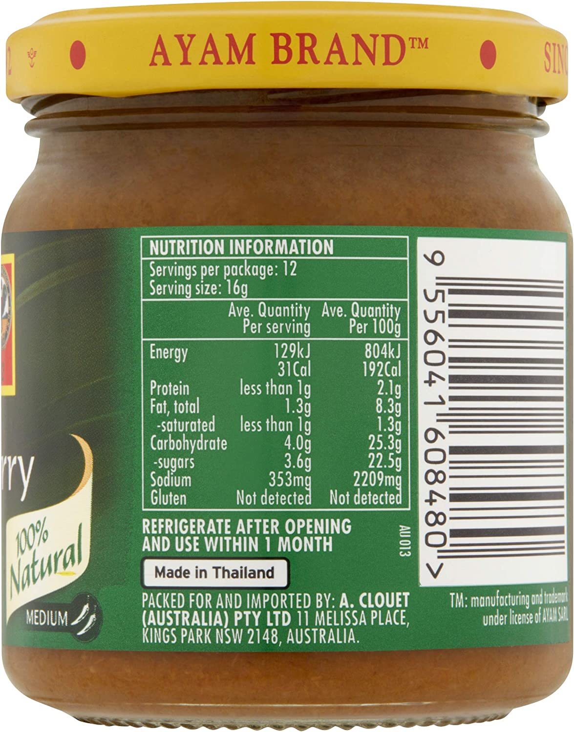 AYAM Green Curry Paste | Sweet & Spicy | Gluten, Dairy, Nut, Egg Free | Great Taste | No Additives & No Added MSG - 6 X 195G image number 1