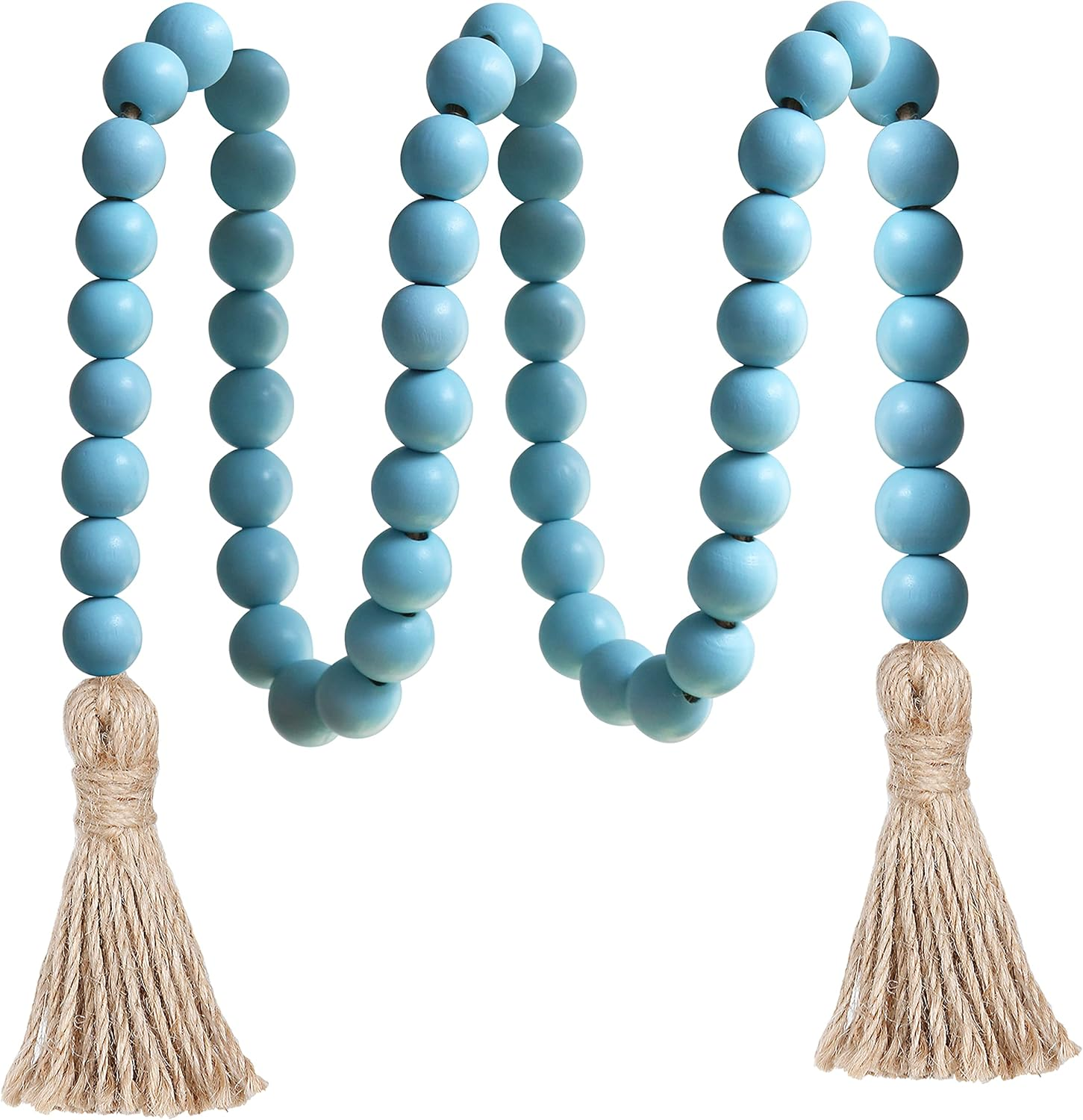 Meplait 39In Wood Bead Garland Farmhouse with Tassels,Versatile Prayer Beads Boho Chic Wall Hanging Home Decor (Navy Blue)