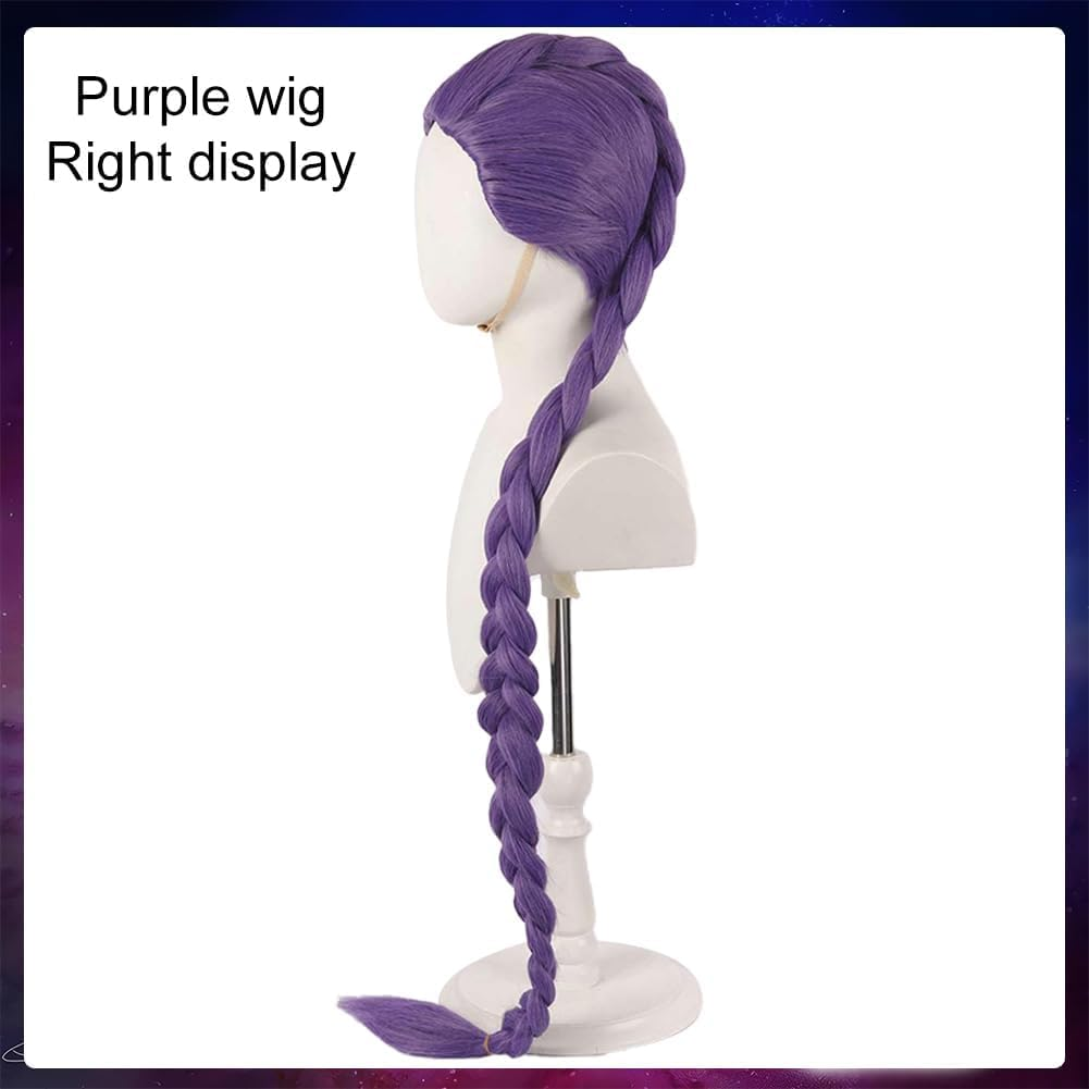 Demon Costume Halloween Cosplay Costume Long Straight Hair Accessory for Girl Women (Purple - Rumi) image number 3