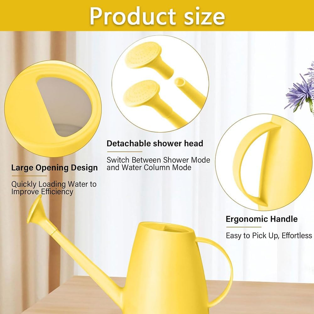 Watering Can with Long Spout & Removable Nozzle &ndash; 1.8L / 0.5 Gallon Plastic Indoor & Outdoor Watering Can for Houseplants, Flowers, Bonsai, and Garden Use