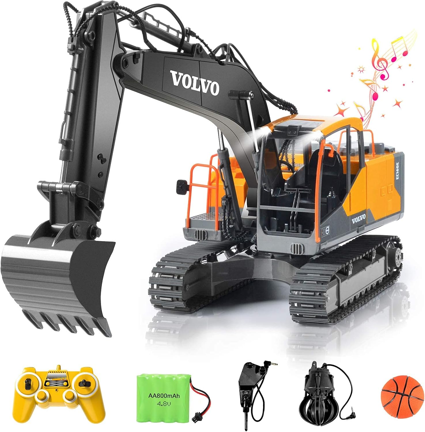 Volvo RC Excavator 17 Channel RC Truck with 2 Rechargeable Batteries Full Functional Remote Control Excavator Construction Tractor image number 1