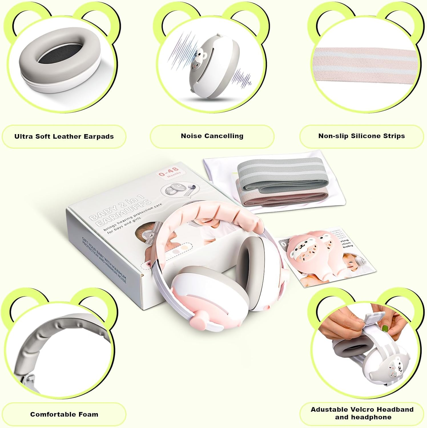 Dsocool 2-IN-1 Baby Ear Muffs Noise Protection up to 48 Months, New &Upgraded Baby Noise Cancelling Headphones against Hearing Damage image number 6