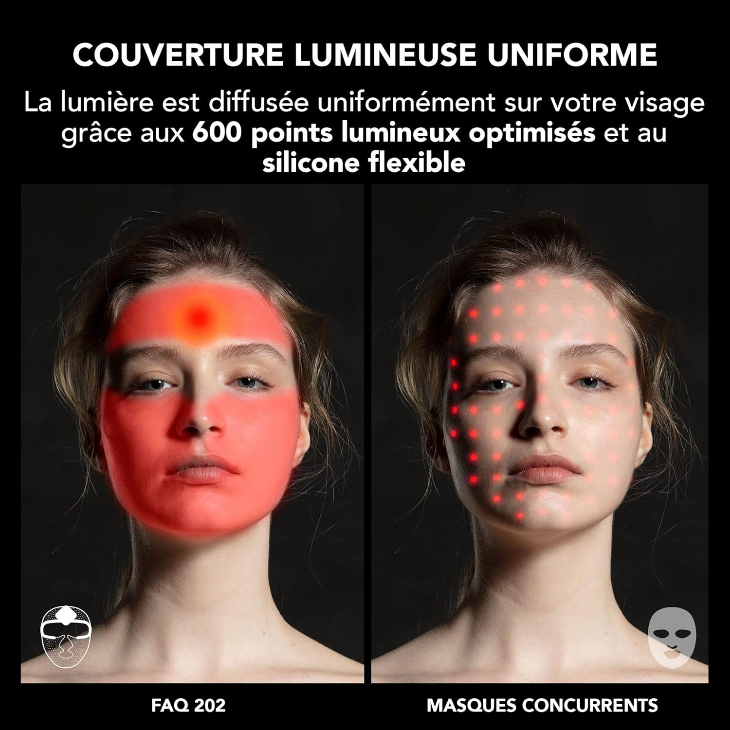 FAQ 202 Advanced NIR + 7 LED Lights Face Mask - for Spots & Mild Acne - Face Masks Skincare - Wireless Face Masks Beauty - 600 Glow Points - Wearable Skin Care image number 2