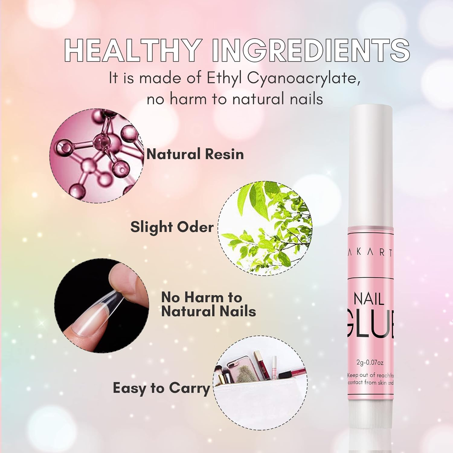 Makartt Super Strong Nail Glue: 100PCS Long Lasting Professional Adhesive for Acrylic and Press on Nails Repair, 0.07Oz Supplies for DIY Salon and Home Use image number 1