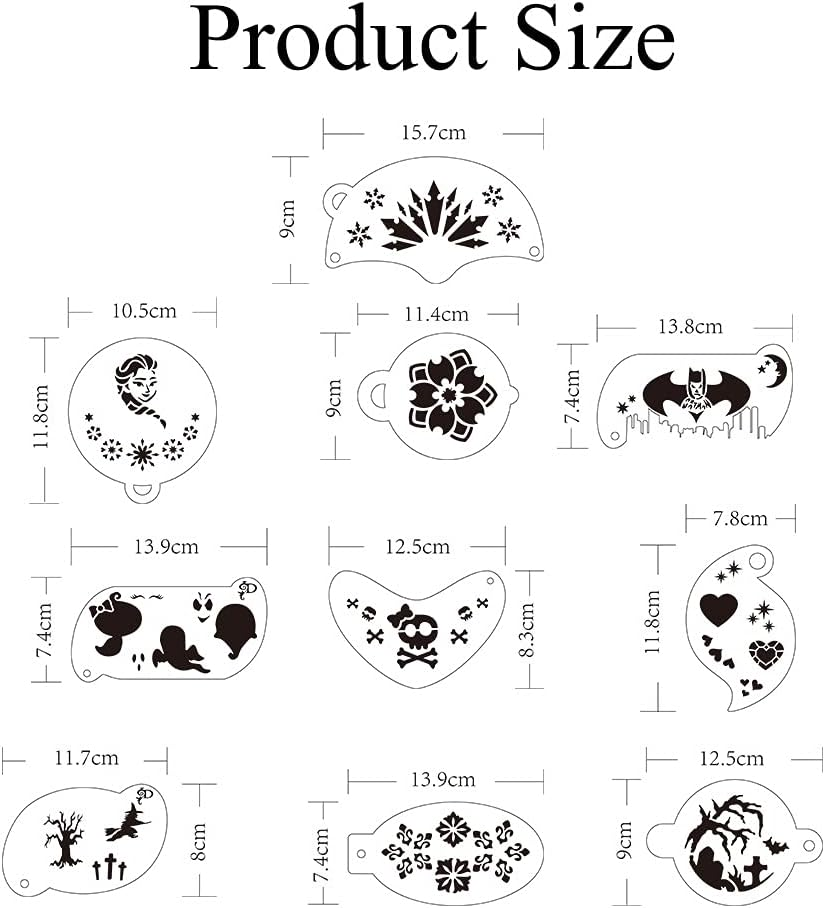 Bowitzki 5Pcs Reusable Face Paint Stencils for Body Art Painting Halloween Party Makeup Temporary Tattoos Stencils (Animal)