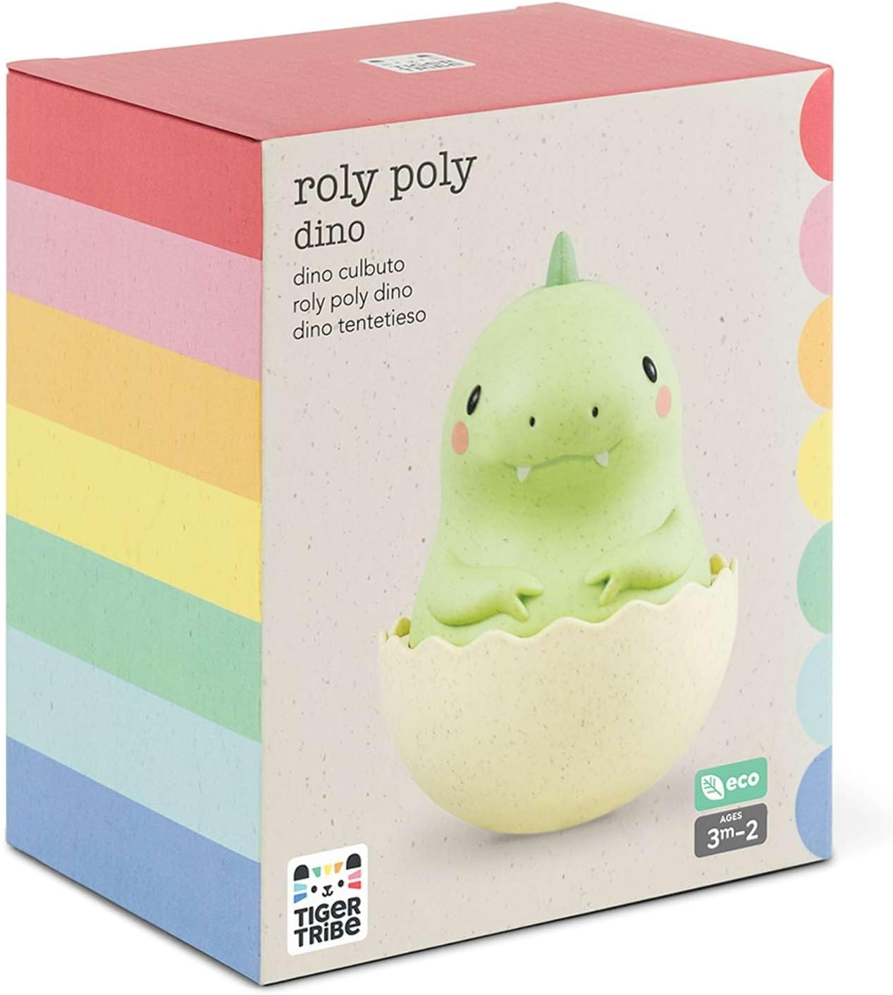 Tiger Tribe Roly Poly - Dino, Tummy Time Baby Infant Toy, Wobbling, Soothing Sensory Toy, Gentle Tinkling Sound, ECO Bioplastic, 3 Months - 2 Years image number 6