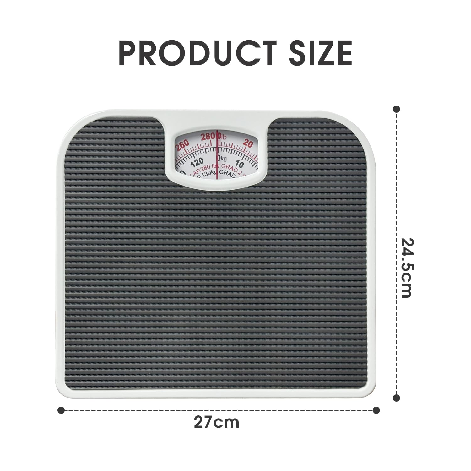Chamgeco Analog Bathroom Scale, Mechanical Weight Scale with Large Dial, Non-Slip Surface, 130Kg/280Lb Capacity, Easy-To-Read, Durable & Accurate for Home Use image number 3