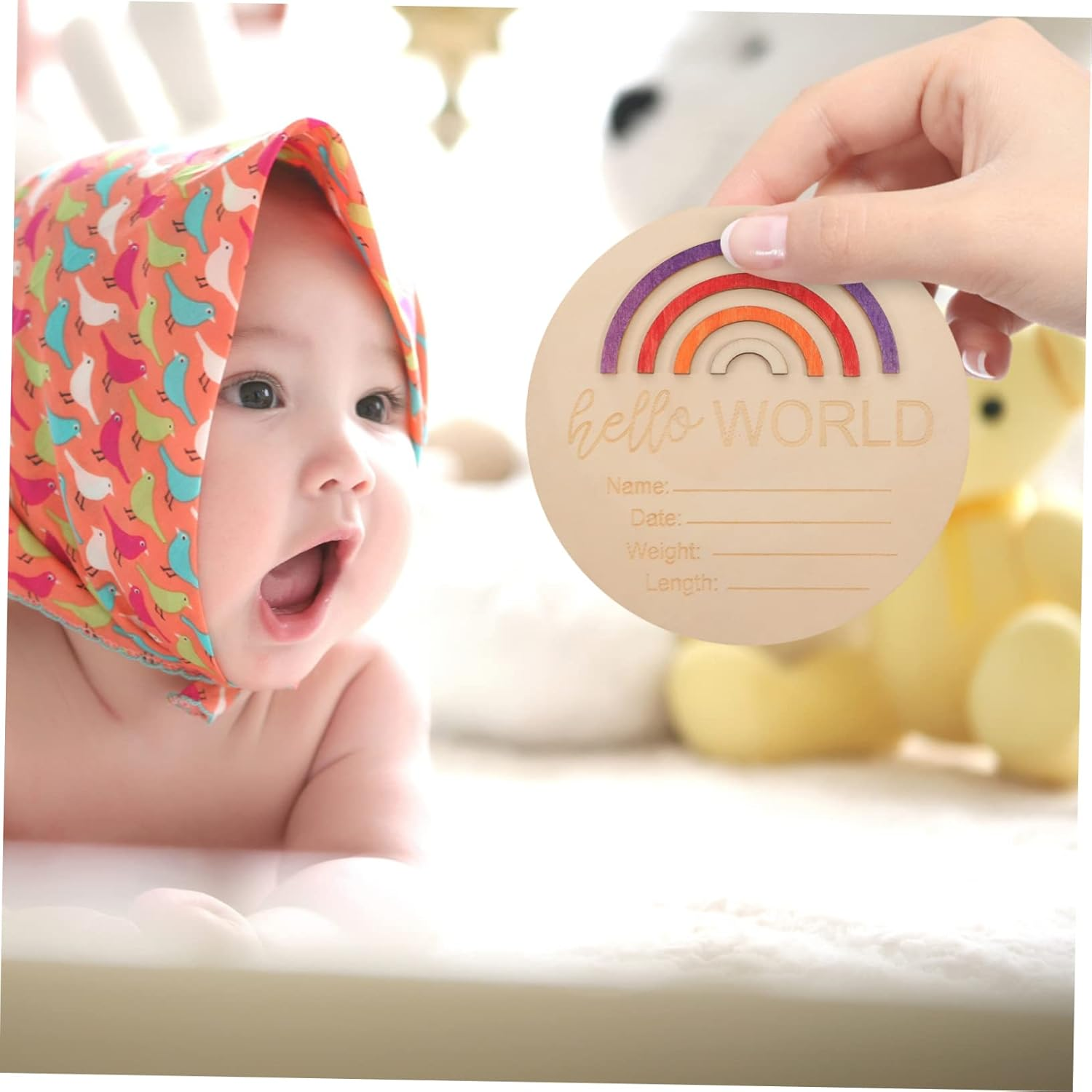 Ibasenice Wooden Milestone Monthly Milestone Card Announcement Sign Months Signs for Nursery Shower image number 2