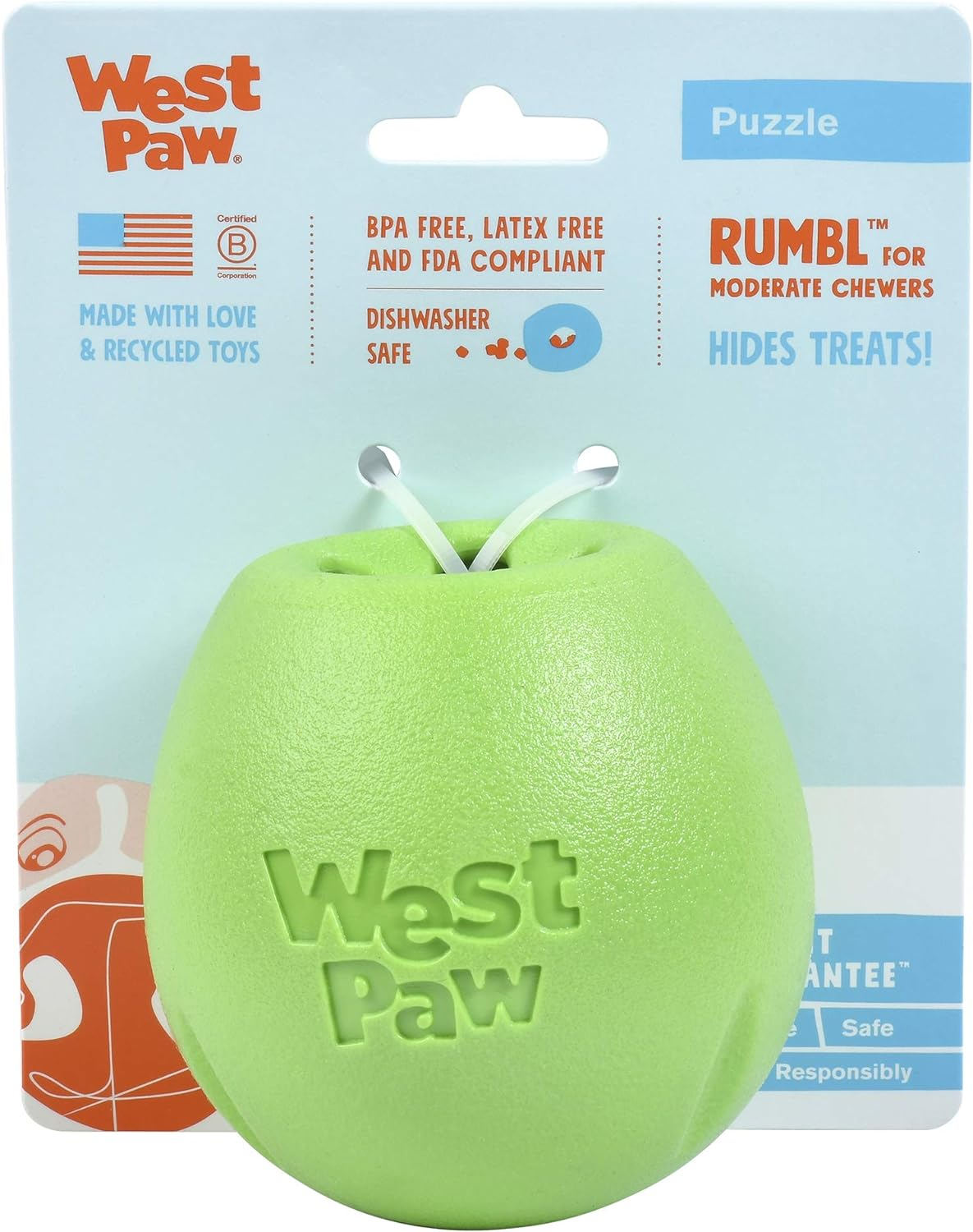 Rumbl Treat Dispensing Dog Toy (Melon) - Large