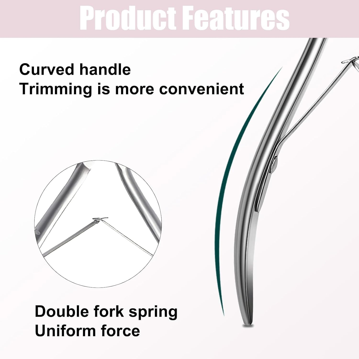 Cuticle Nippers Made of Stainless Steel with Ergonomic Cuticle Scissors for Precise Removal of Excess Cuticles and Hard Dead Skin on Fingers and Toes, Double Spring Supported image number 5