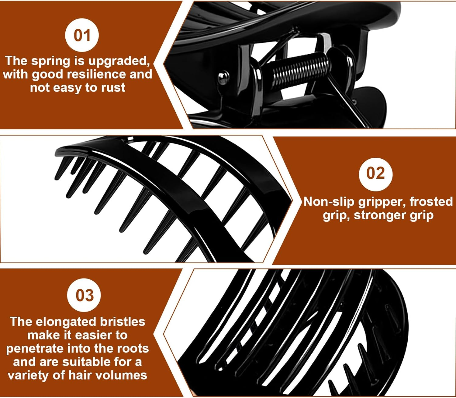 Tiyiyok Women'S Hair Clips, Flat Claw Clip for Women, Acetate Flat Hair Clips, Pack of 4, Suitable for Thick and Thinning Hair, Comfortable Curved Flat Clips image number 2