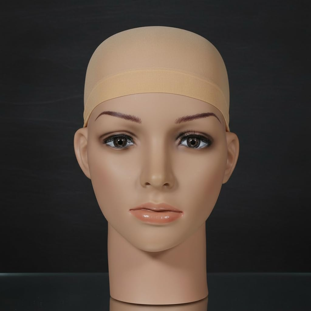 SZTTY 2-Pcs in 1 Pack Beige Wig Caps - Ultra Thin Nylon Caps for Women, Stretchy & Breathable Universal Fit for Smooth Wig Application image number 2