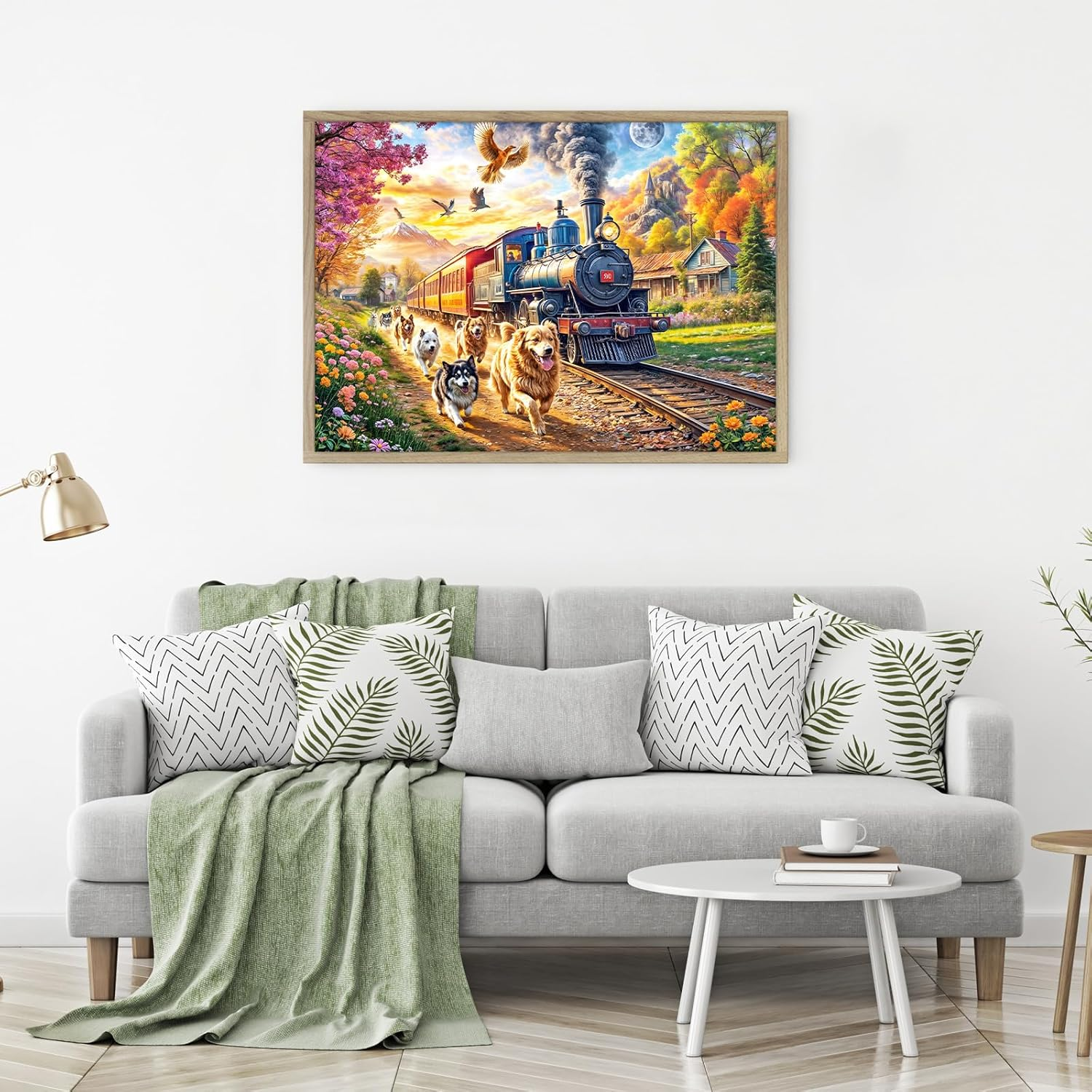 Jigsaw Puzzles for Adults 1000 Pieces, Interlock Perfectly Letter on Back No Dust, Home Decor Birthday Gift Toy for Men Women Elders Seniors, 1:1 Poster - Happy Train