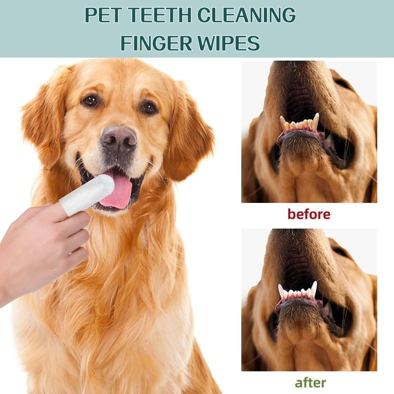 50 Pieces Pet Teeth Cleaning Finger Wipes for Cats and Dogs, Unscented, Fresh Breath image number 2