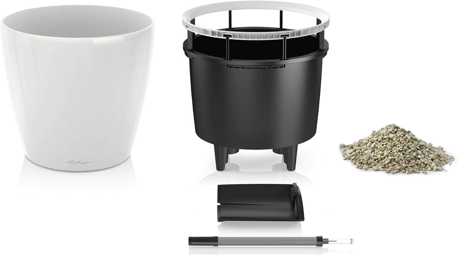 Lechuza Classico LS 50 Self Watering Plant Pot, Charcoal Metallic, 49.5 Width X 46.5 Cm Height