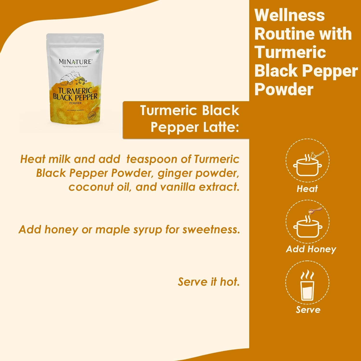 Turmeric Black Pepper Powder by Mi Nature | Curcuma Longa with Piper Nigrum |Pure & Natural| Free from Chemical Preservatives& Cruelty| Vegan, Gluten-Free, Non-Gmo | 454 Gram, 1 Lb (16.01 Oz) image number 6