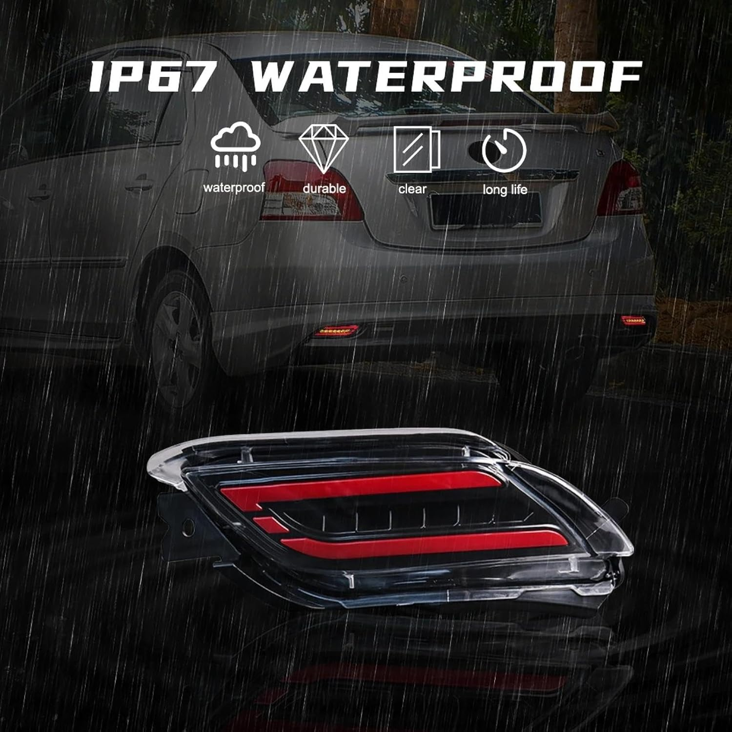 Car Fog Lights LED Rear Bumper Reflector Light for Vios 2008 2009 2010 2011 2012 2013 Start-Up Animation Lamps 12V image number 3