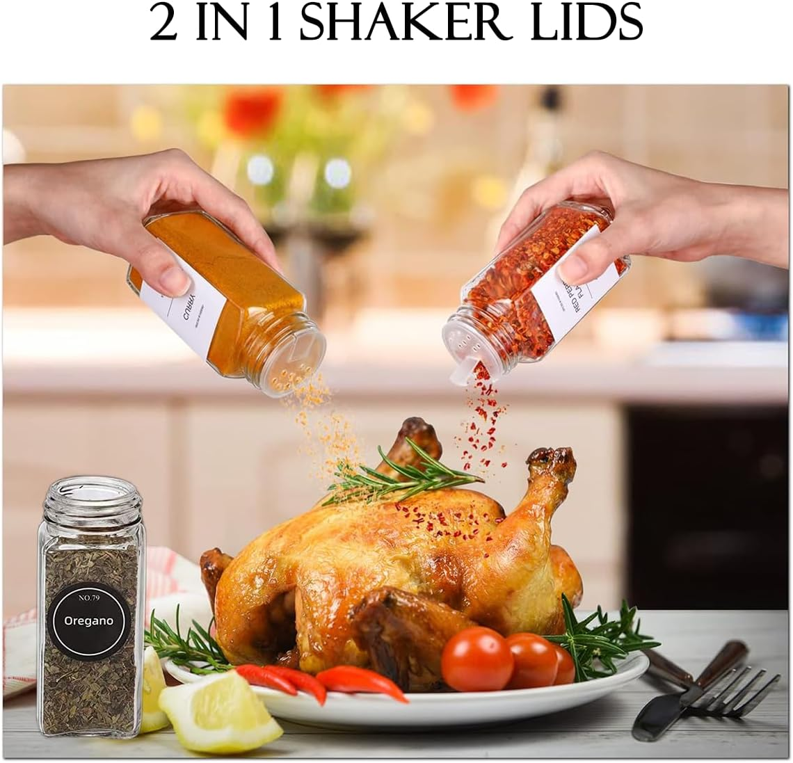 15Pcs Glass Spice Jars with Labels 4Oz Squar Spice Containers with Lids Seasoning Storage Bottles Collapsible Funnel Spice Organizer image number 5