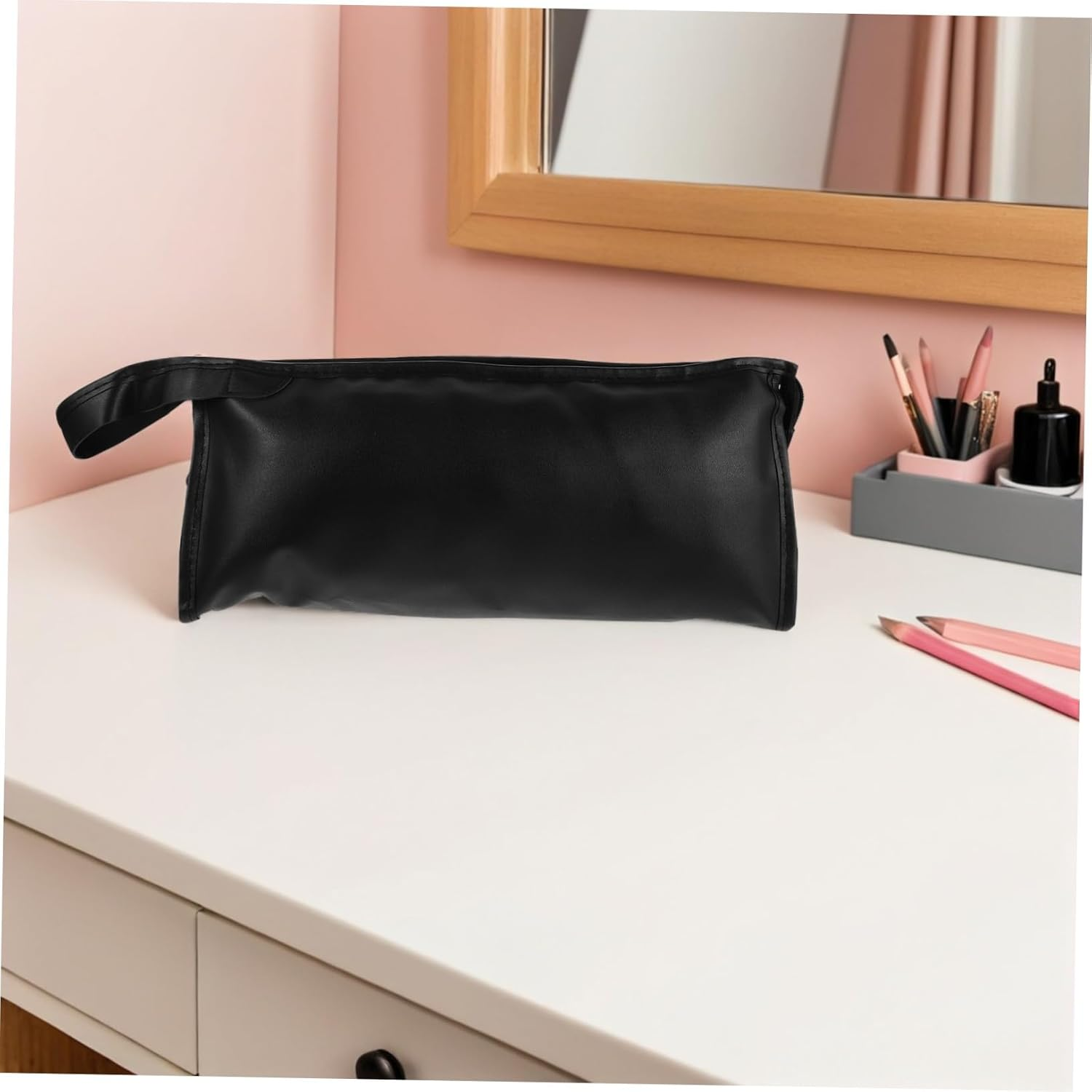 Gatuida Compact Hair Dryer Organizer Travel Storage Bag PU Protective Case for Dryer and Curling Iron with Multiple Compartments Portable Hair Tool Carrying Case for Travel and Gym Use image number 2