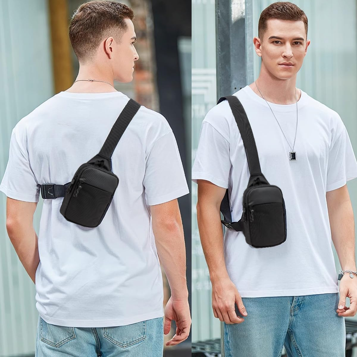 Mini Sling Bag for Men Crossbody,Small Chest Bag Casual Trendy Waterproof Lightweight Phone Crossover Daypack image number 2