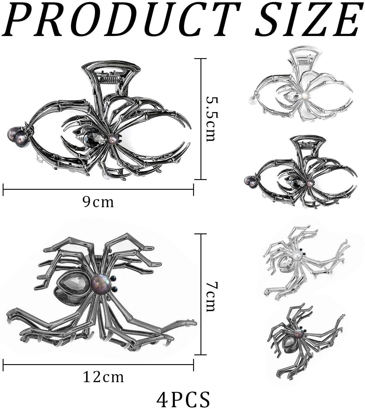 4 Pieces Spider Shaped Gripper Clips, Creative Hair Clips, Punk Style Accessories, Hairstyle Decorations, Clothing Accessories image number 2