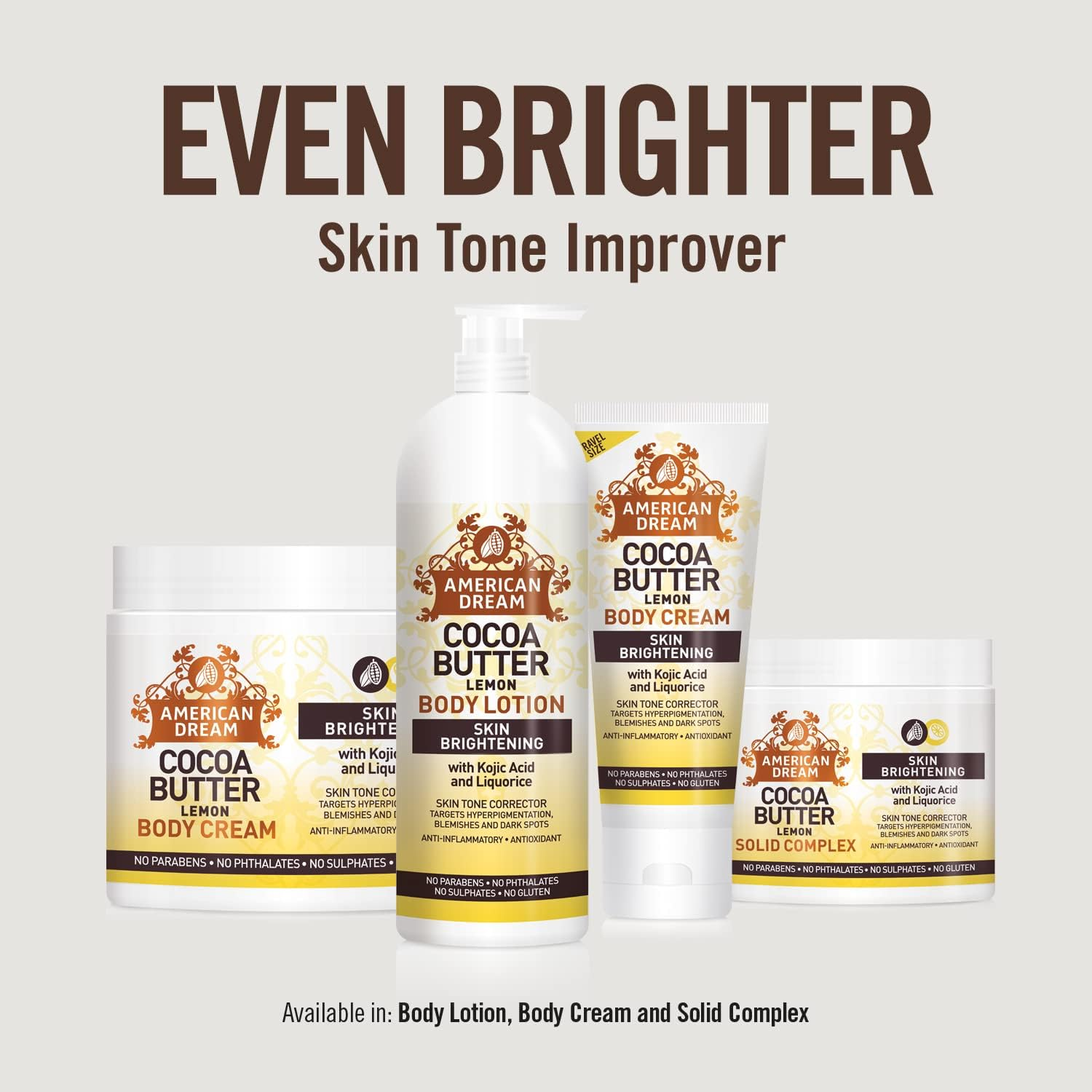 American Dream Lemon Cocoa Butter Cream for Skin Whitening and Fading 16 Oz