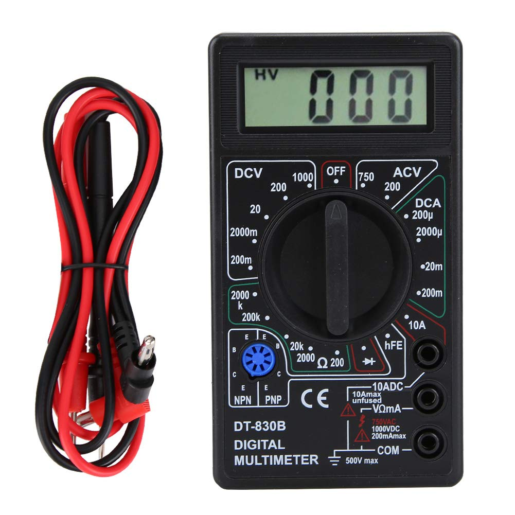 LCD Digital Multimeter, Multimeter, with Large Screen Display Rubber for Factories Radio Enthusiasts Families Laboratories(-830B Black)