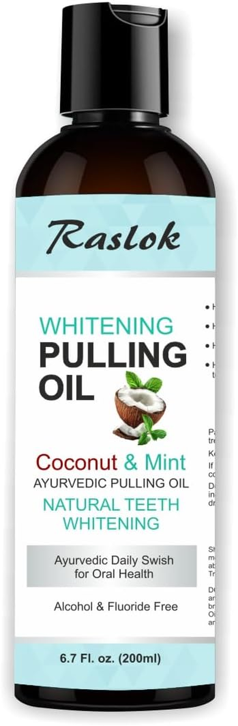 Raslok Coconut Oil Pulling, Fresh Breath and Whitening Mouthwash | Healthy Teeth & Gums, Alcohol Free, 6.7 Fl. Oz. (200Ml) image number 3
