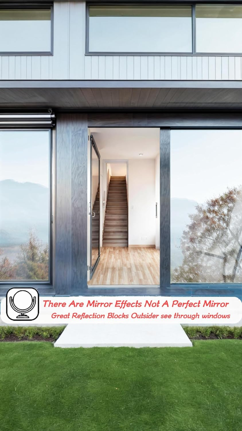 Honwor Premium Silver Daytime Privacy Window Film - Non-Adhesive Reflective Mirror Tint for Home and Office - Sun Blocking Glass Film - Size: 23.6X39.4 Inches image number 2