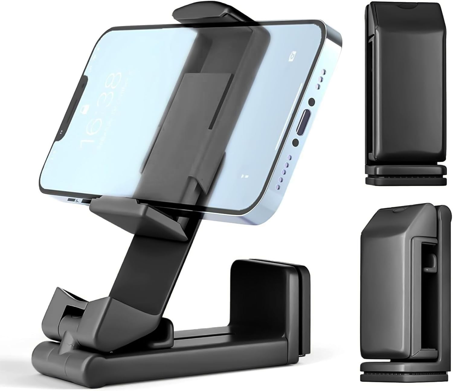 Airplane Phone Holder with 360&deg; Rotation, Universal Portable Travel Must Haves Handsfree Phone Stand for Table/Kitchen/Desk, Foldable Smartphone Stand for Plane Travel Essentials Phone Mount image number 1