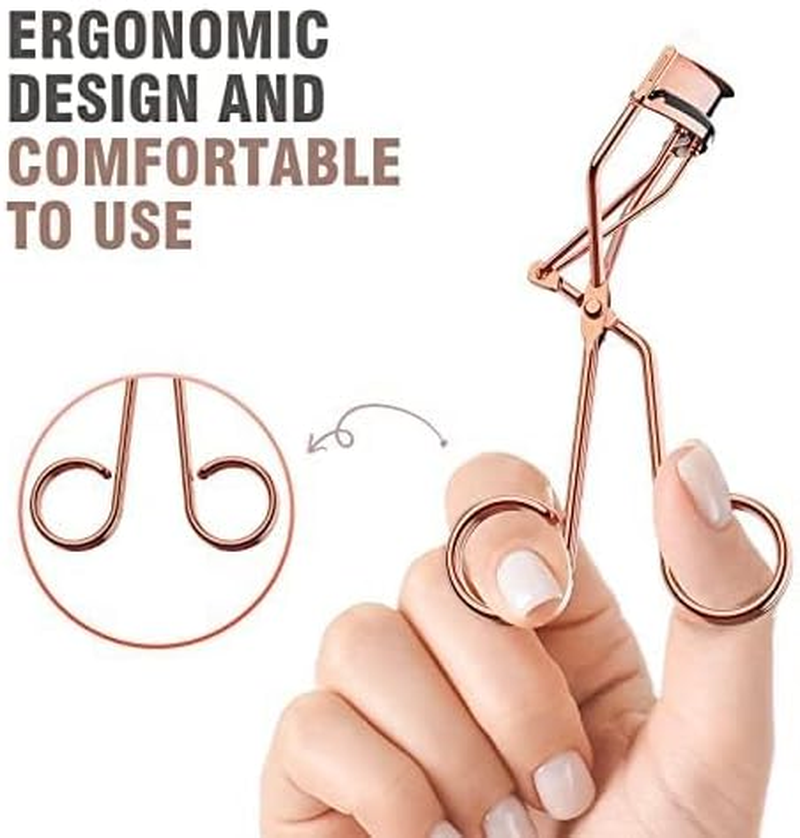 Professional Eyelash Curler with Comb, Rose Gold, Volumizing Lash Lift Kit for Home, Travel with Refill Pads image number 5