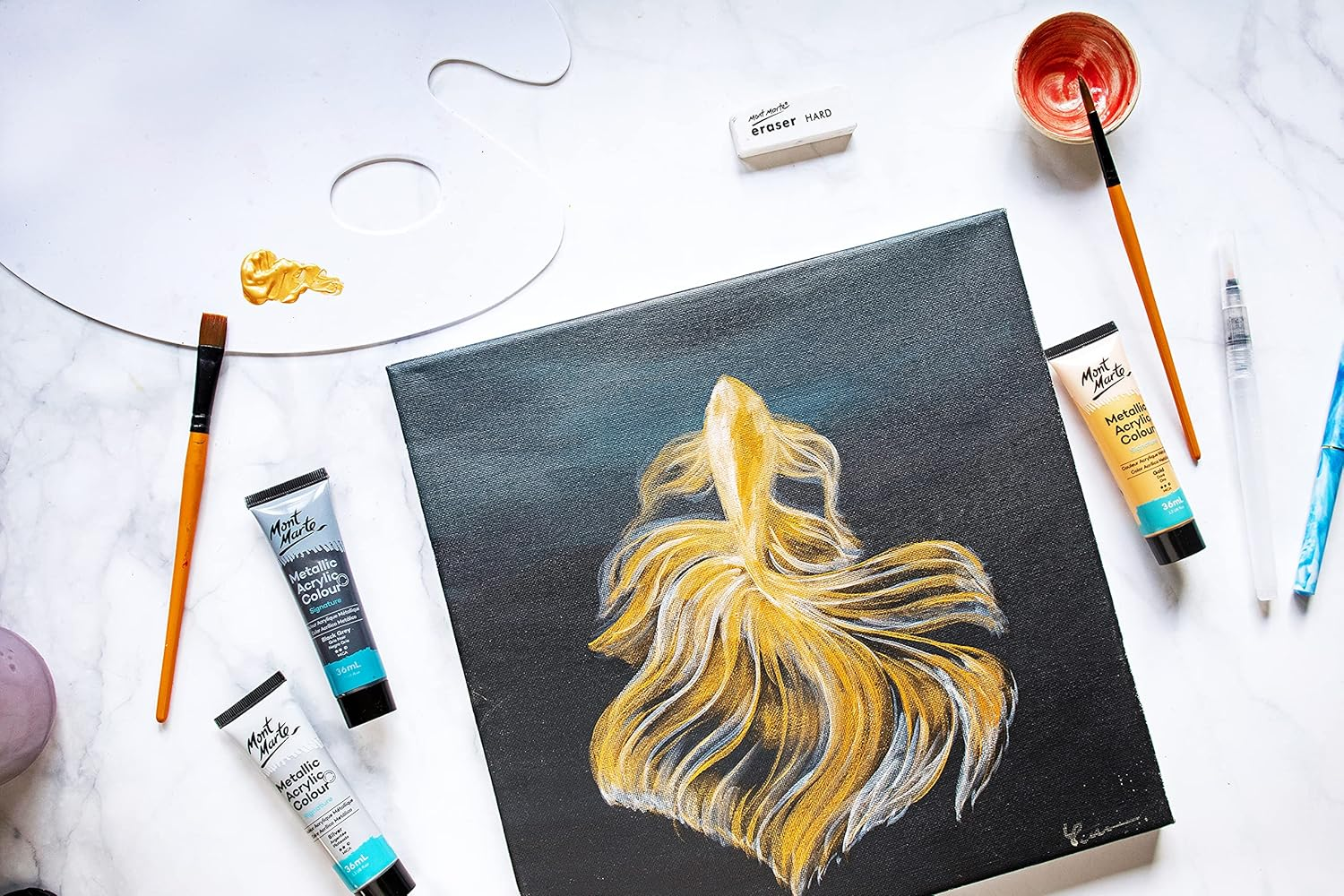 Mont Marte Metallic Acrylic Colour Paint 12-Pieces Set, 36 Ml image number 6